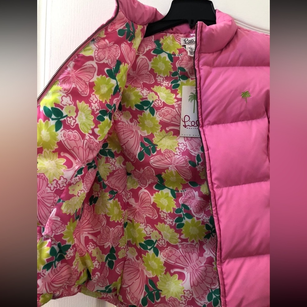NWT LILLY PULITZER PUFFER VEST PINK L